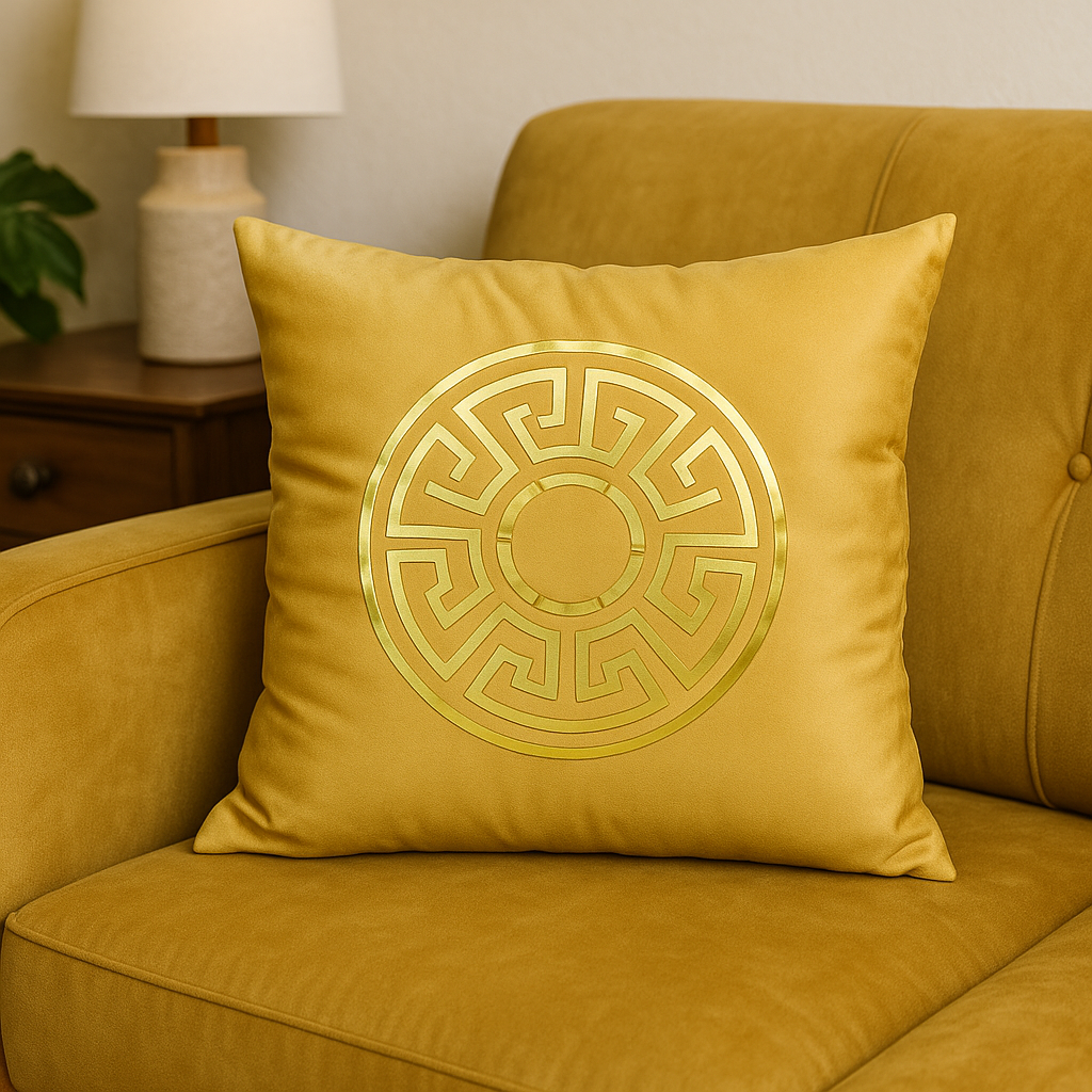 Fancy Foil Printed Velvet Cushion Cover 16x16 Inches Size
