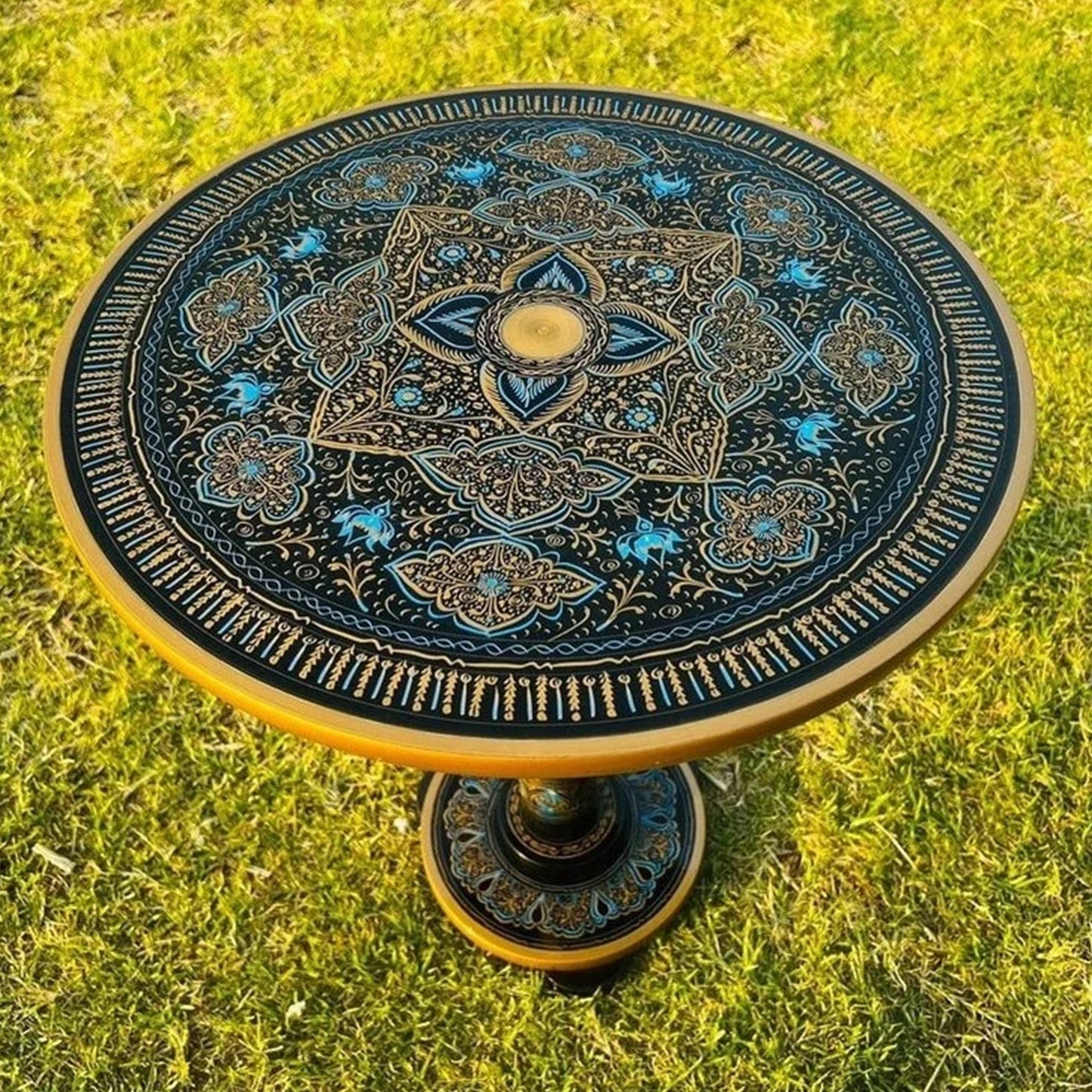 Naqashi Art Round Coffee Table + Handmade Painting | Discount Deal
