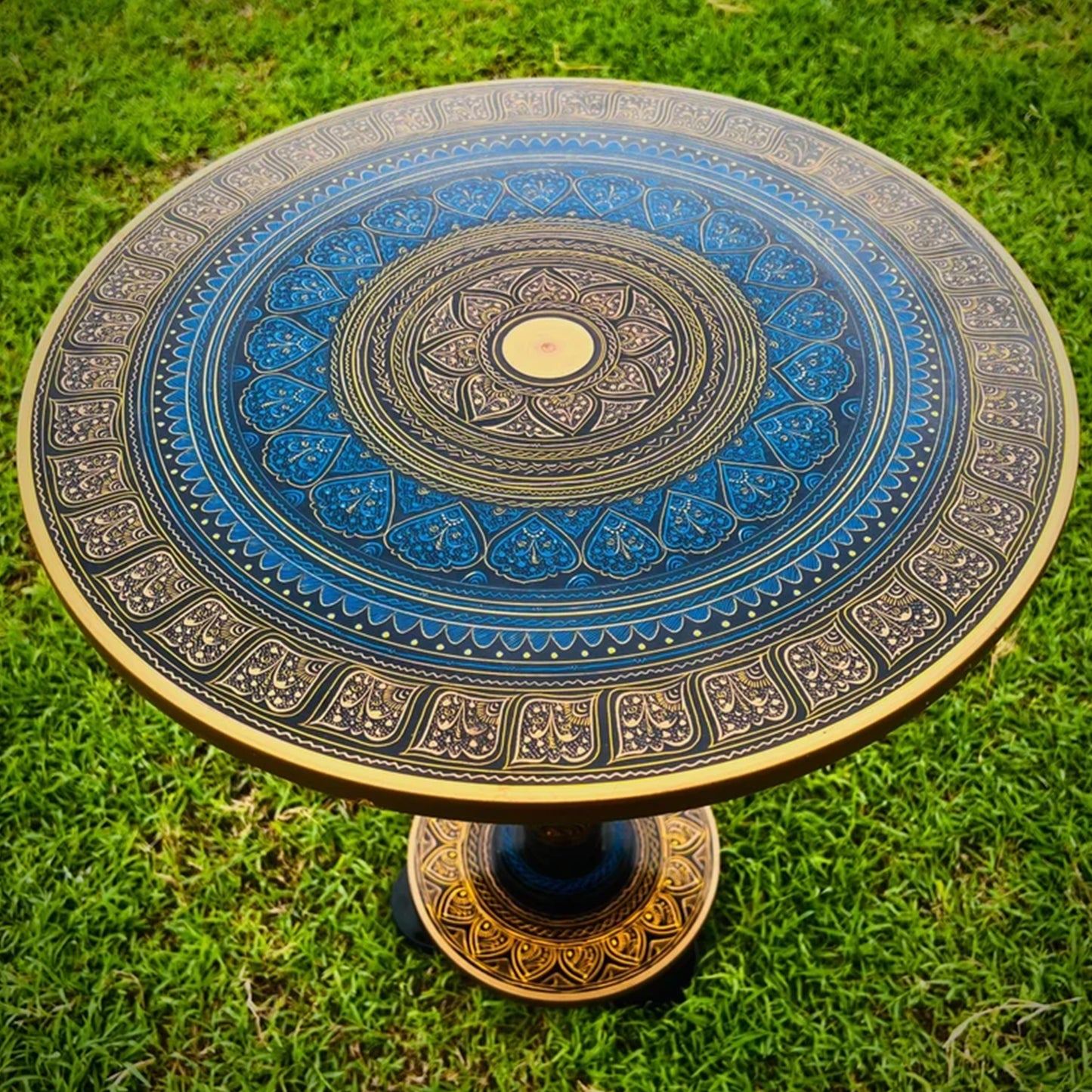 Naqashi Art Round Coffee Table + Handmade Painting | Discount Deal