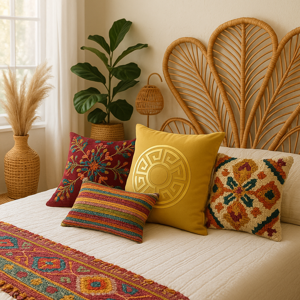 Fancy Foil Printed Velvet Cushion Cover 16x16 Inches Size