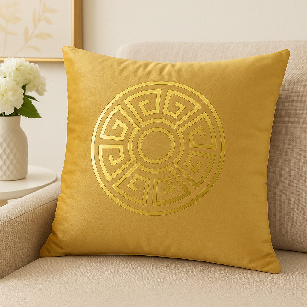 Fancy Foil Printed Velvet Cushion Cover 16x16 Inches Size