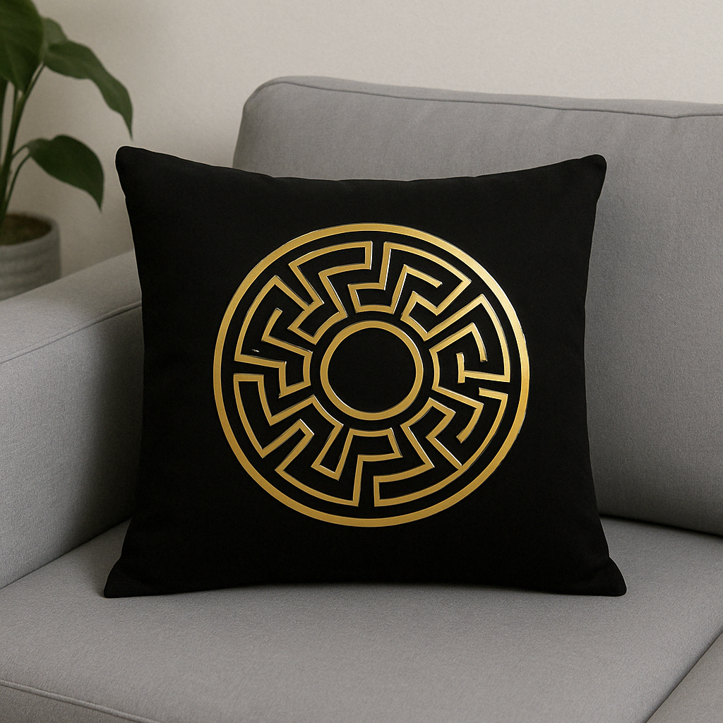 Fancy Foil Printed Velvet Cushion Cover 16x16 Inches Size