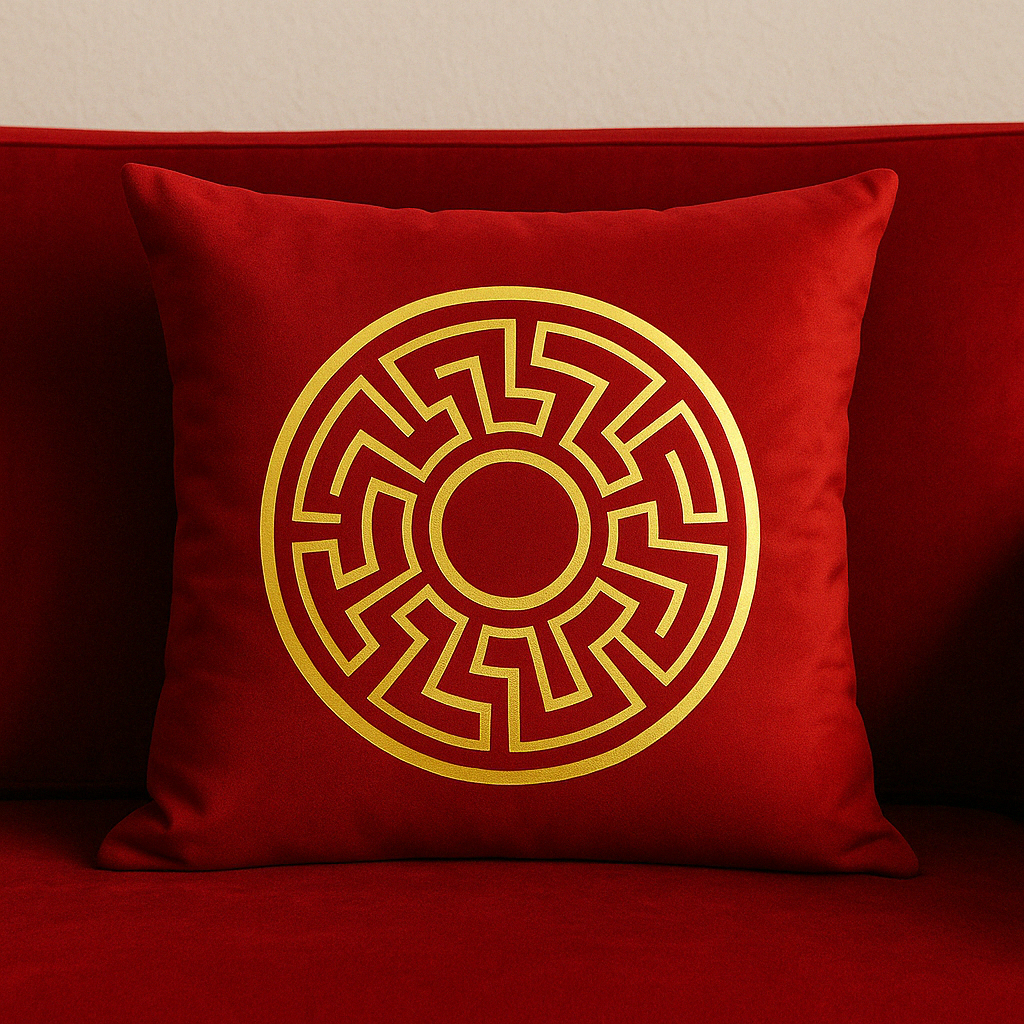 Fancy Foil Printed Velvet Cushion Cover 16x16 Inches Size