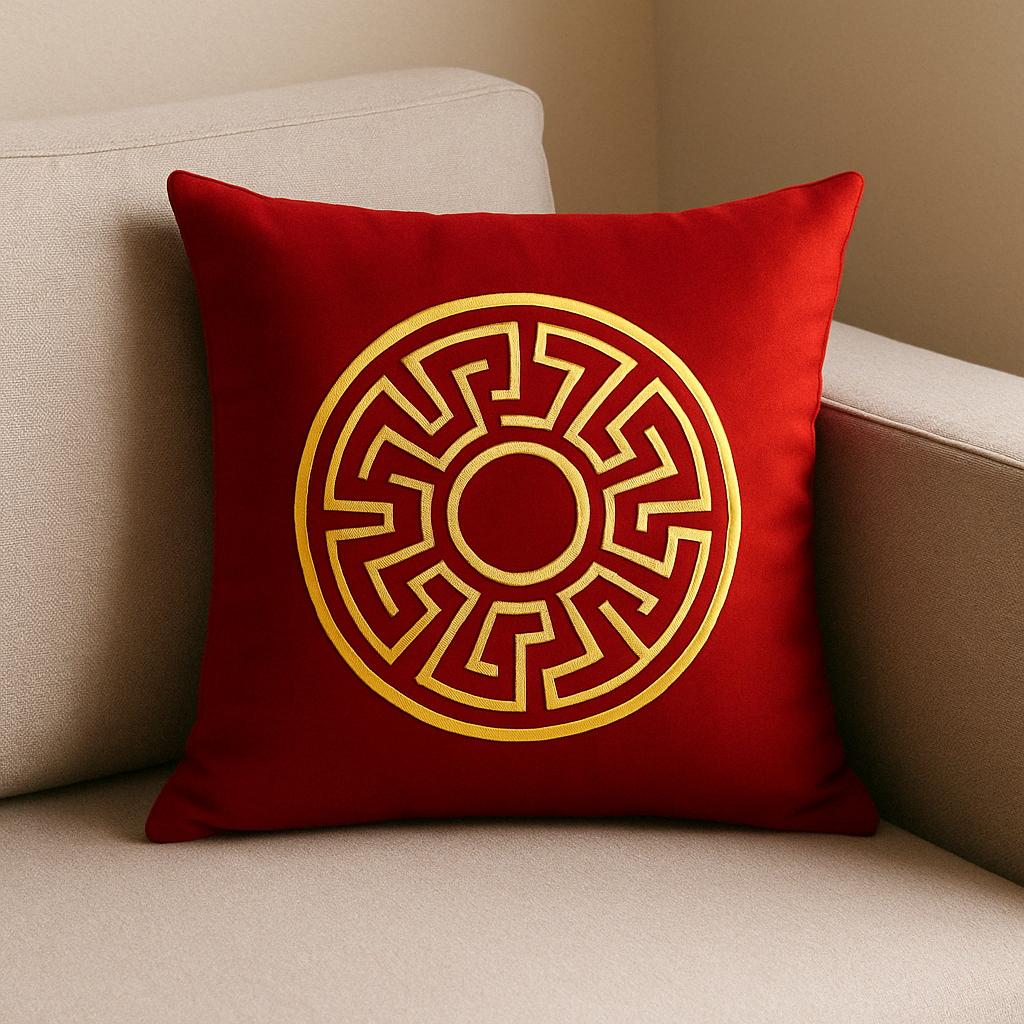 Fancy Foil Printed Velvet Cushion Cover 16x16 Inches Size