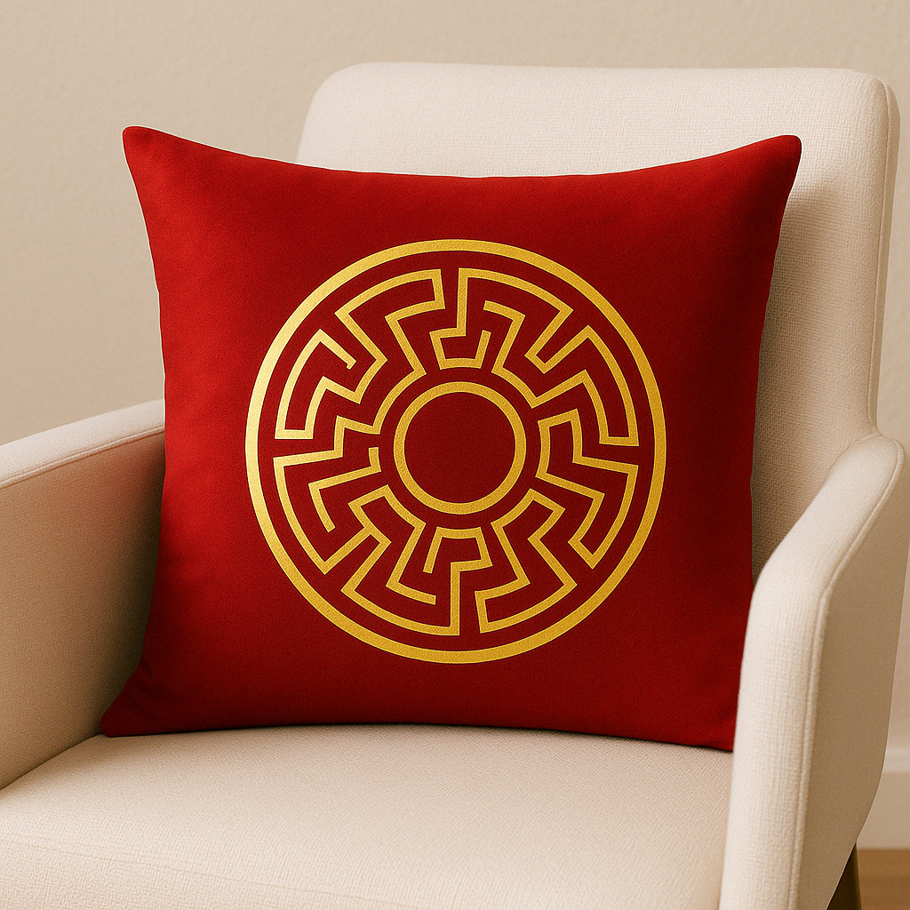Fancy Foil Printed Velvet Cushion Cover 16x16 Inches Size