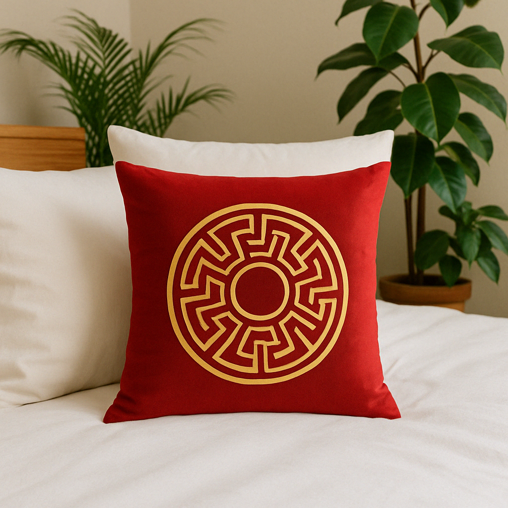 Fancy Foil Printed Velvet Cushion Cover 16x16 Inches Size