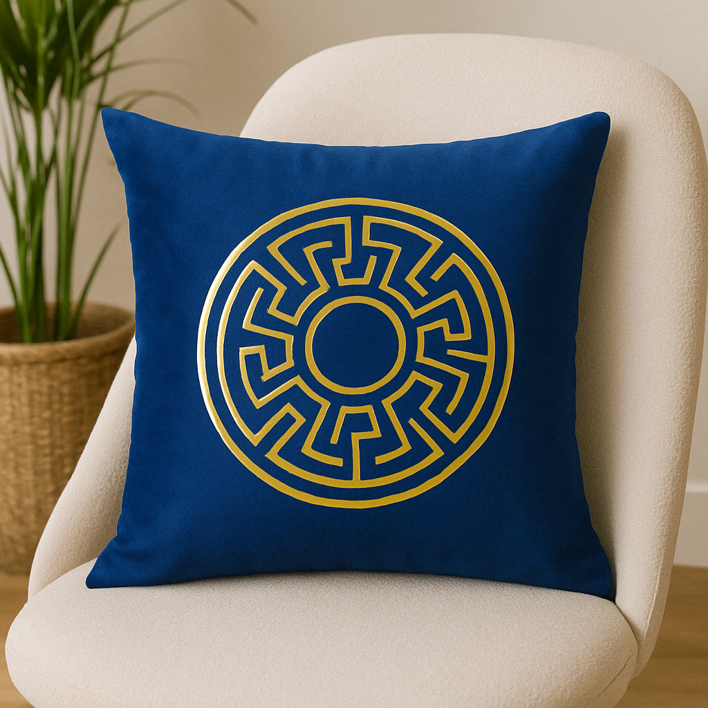 Fancy Foil Printed Velvet Cushion Cover 16x16 Inches Size