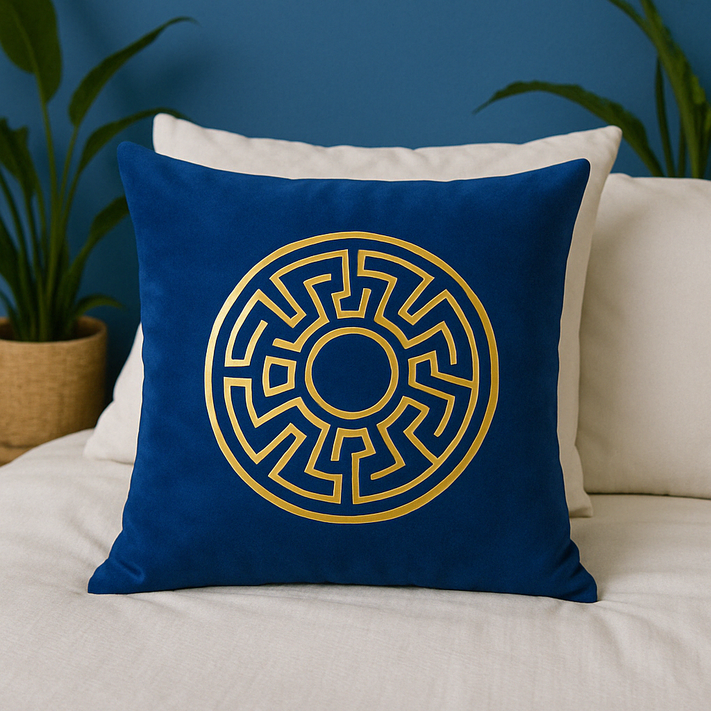 Fancy Foil Printed Velvet Cushion Cover 16x16 Inches Size