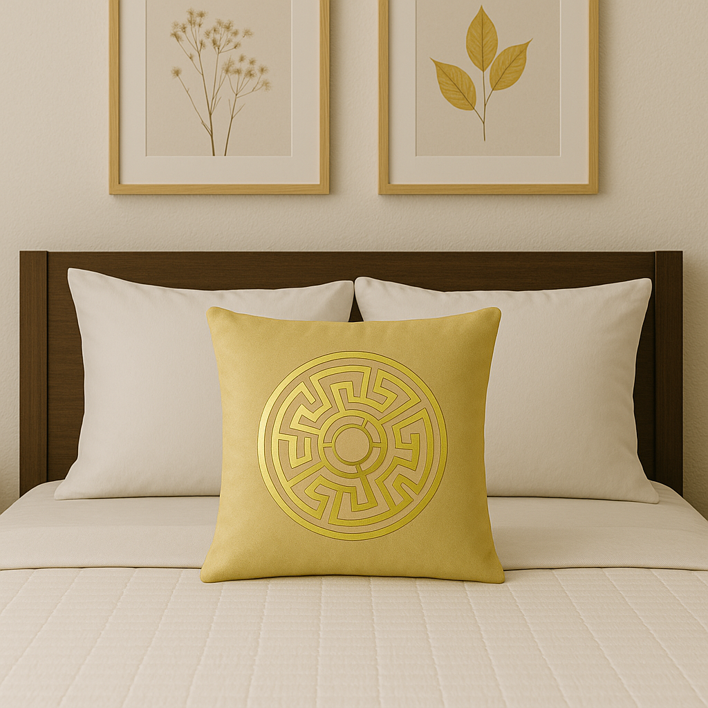 Fancy Foil Printed Velvet Cushion Cover 16x16 Inches Size