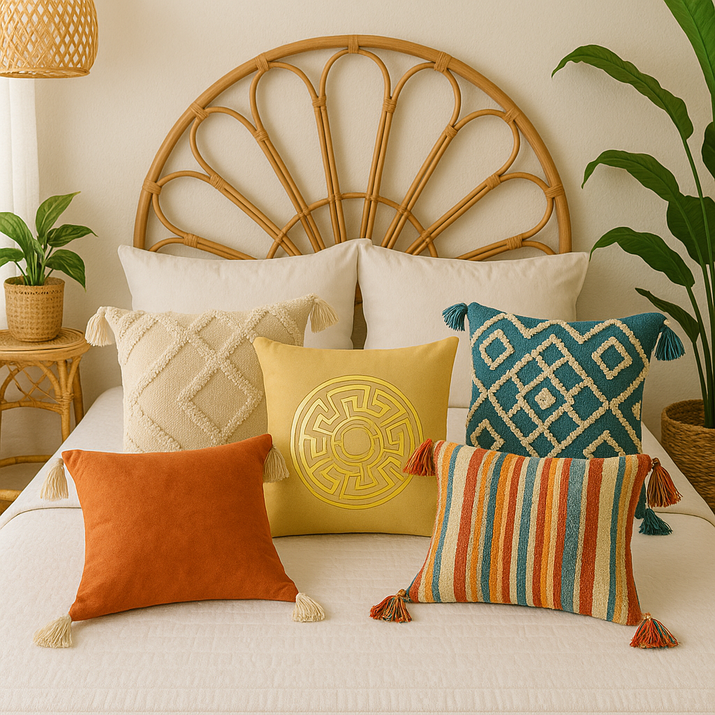 Fancy Foil Printed Velvet Cushion Cover 16x16 Inches Size