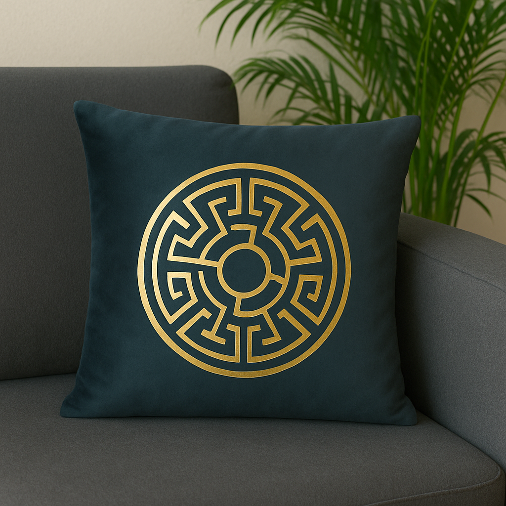 Fancy Foil Printed Velvet Cushion Cover 16x16 Inches Size
