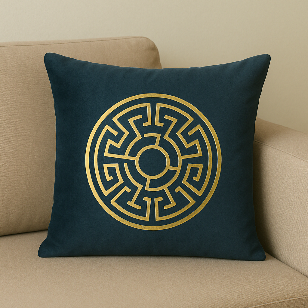 Fancy Foil Printed Velvet Cushion Cover 16x16 Inches Size