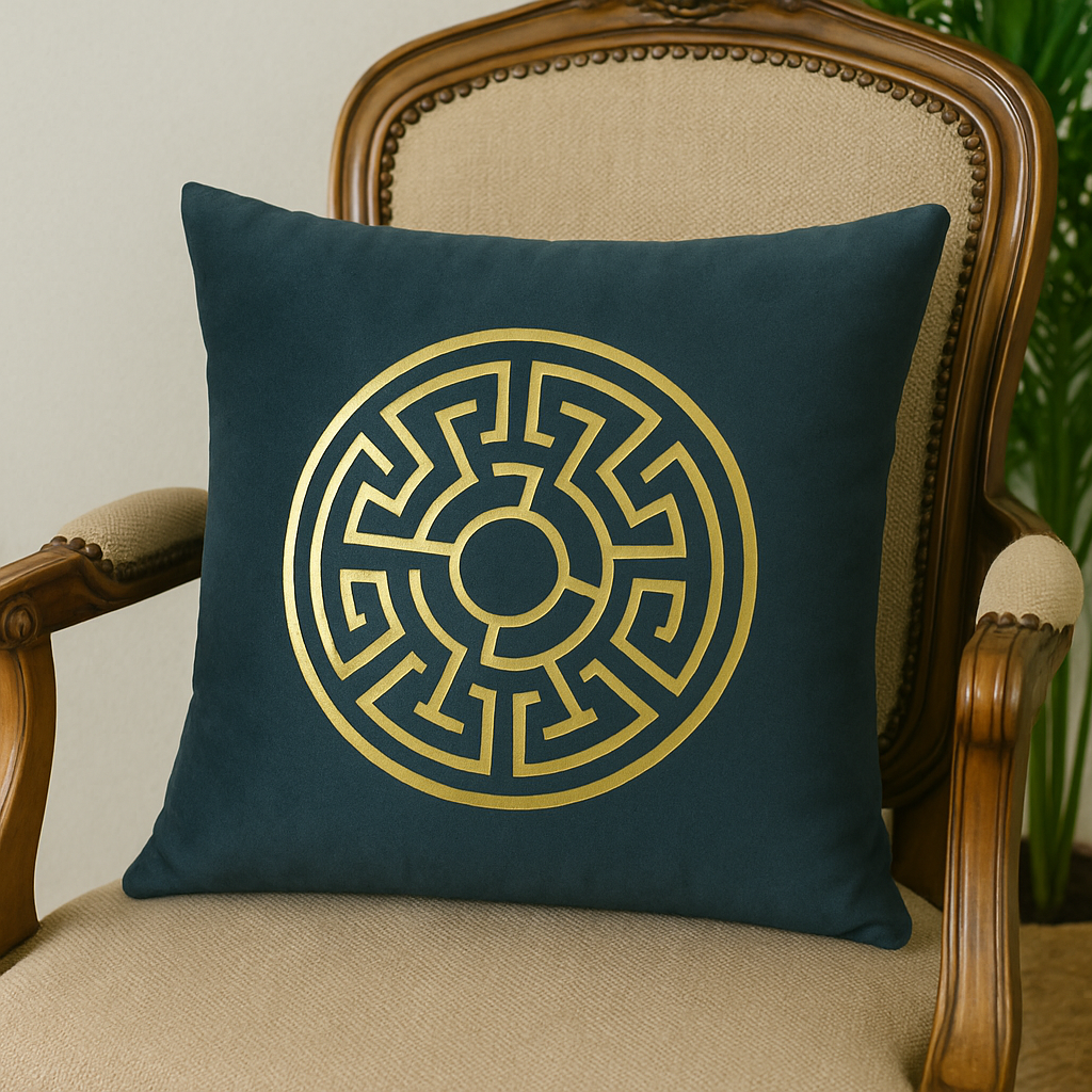 Fancy Foil Printed Velvet Cushion Cover 16x16 Inches Size