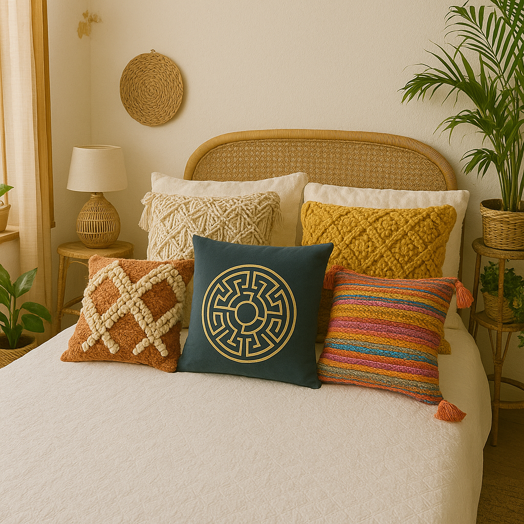 Fancy Foil Printed Velvet Cushion Cover 16x16 Inches Size