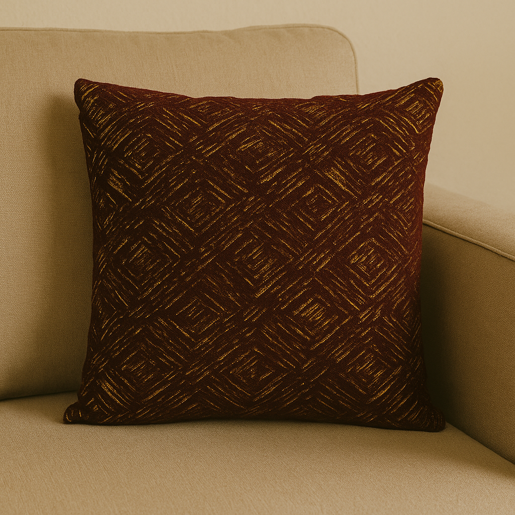 Fancy Foil Printed Velvet Cushion Cover 16x16 Inches Size