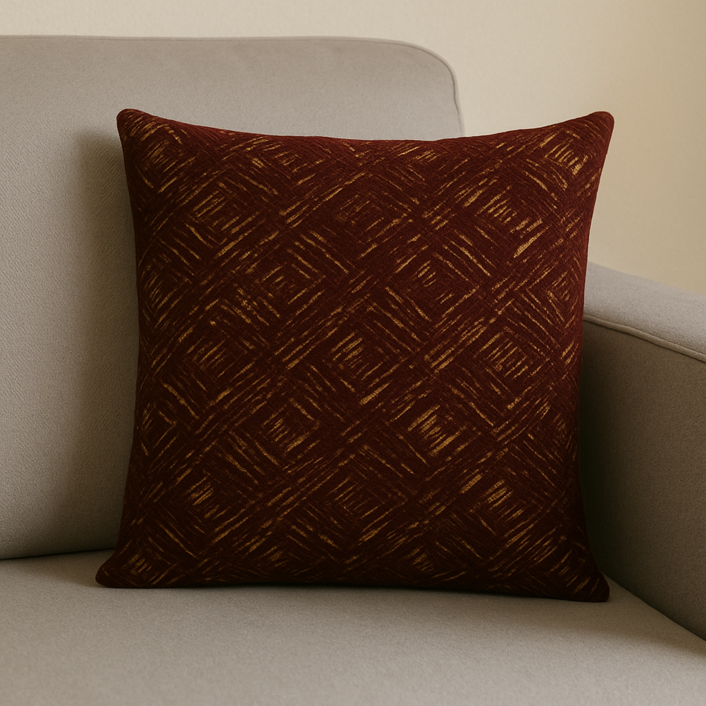 Fancy Foil Printed Velvet Cushion Cover 16x16 Inches Size