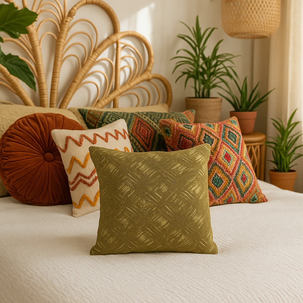 Fancy Foil Printed Velvet Cushion Cover 16x16 Inches Size