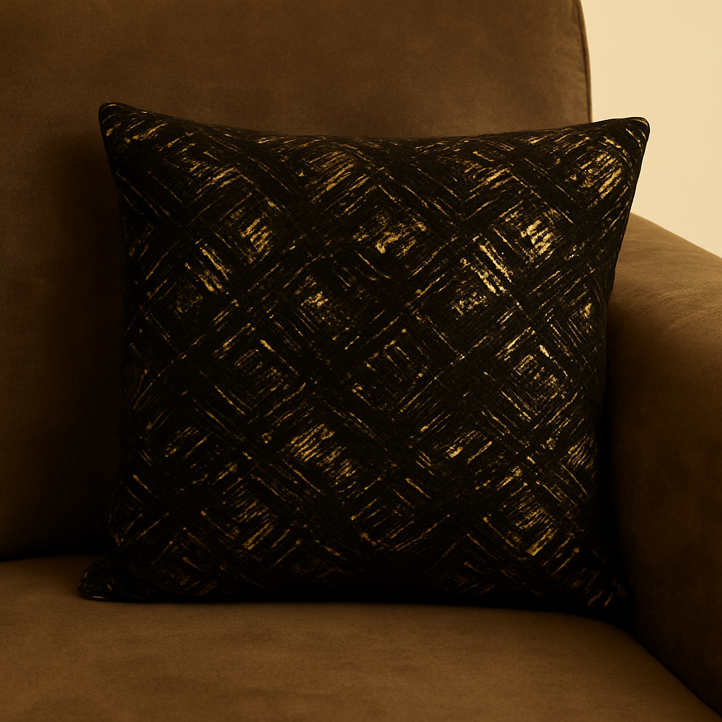 Fancy Foil Printed Velvet Cushion Cover 16x16 Inches Size