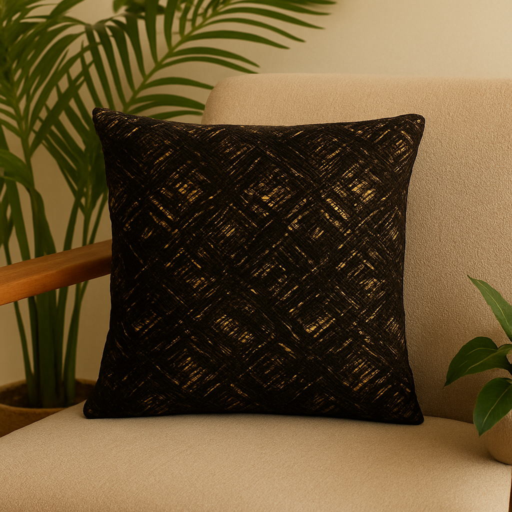 Fancy Foil Printed Velvet Cushion Cover 16x16 Inches Size