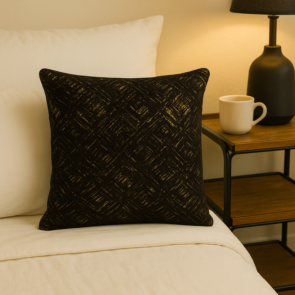 Fancy Foil Printed Velvet Cushion Cover 16x16 Inches Size
