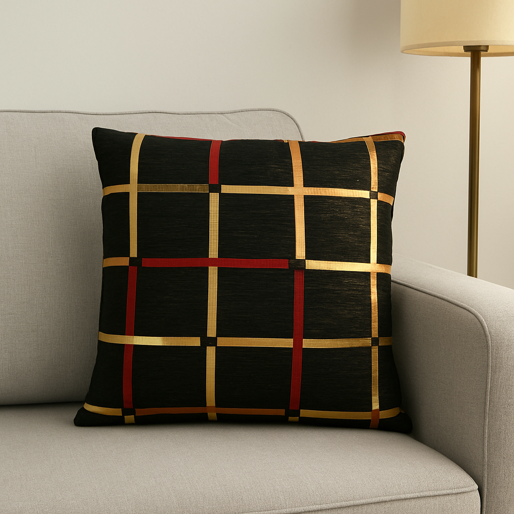 Fancy Foil Printed Velvet Cushion Cover 16x16 Inches Size