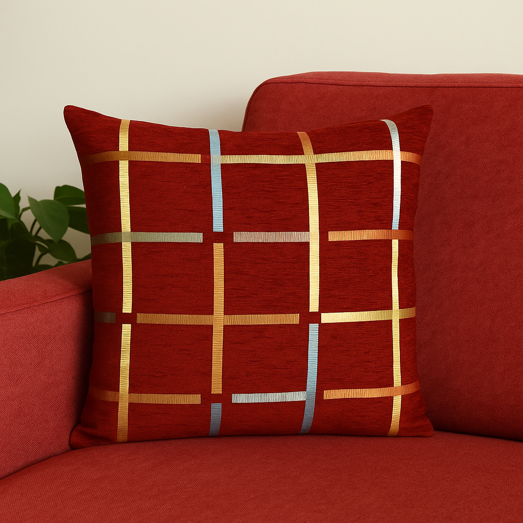 Fancy Foil Printed Velvet Cushion Cover 16x16 Inches Size