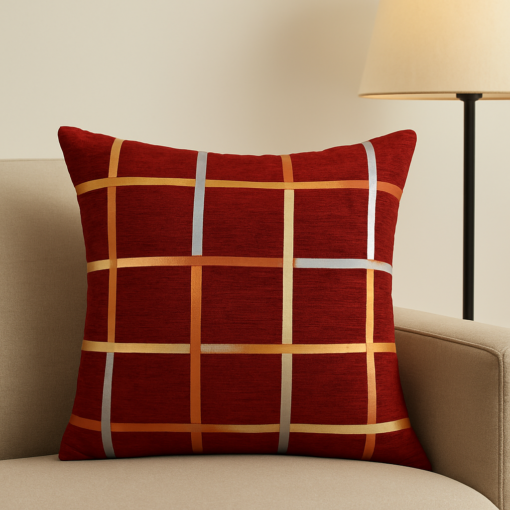Fancy Foil Printed Velvet Cushion Cover 16x16 Inches Size