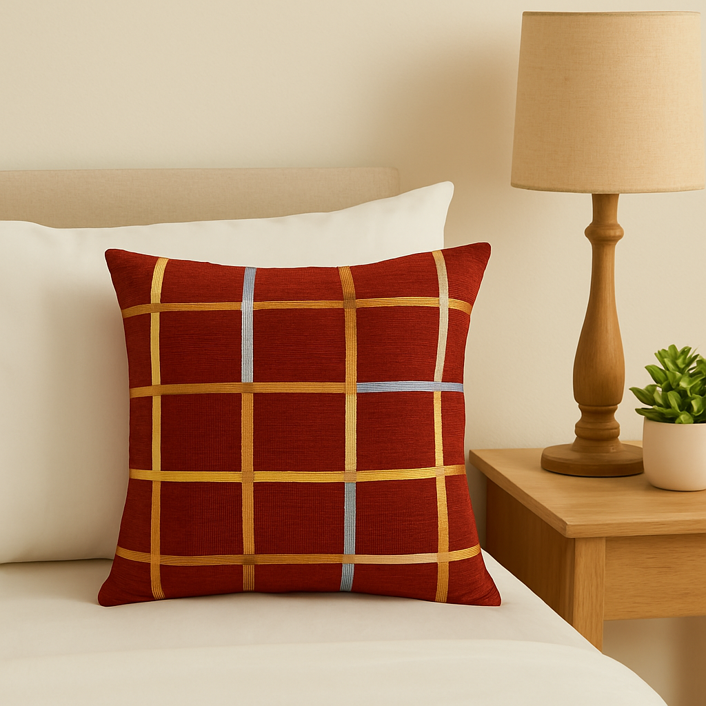 Fancy Foil Printed Velvet Cushion Cover 16x16 Inches Size