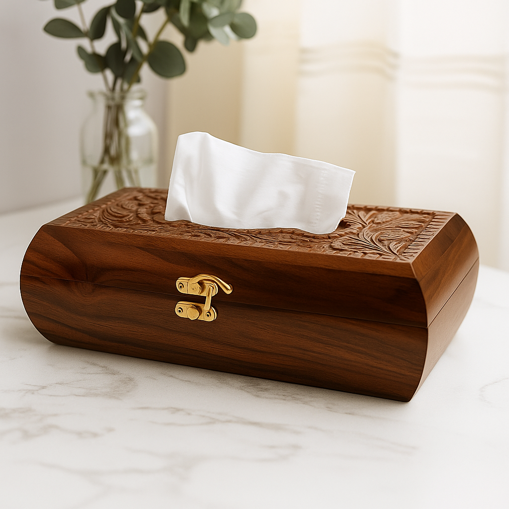 Special Deal Handcrafted Wooden Tissue Box and Jewelry Organizer