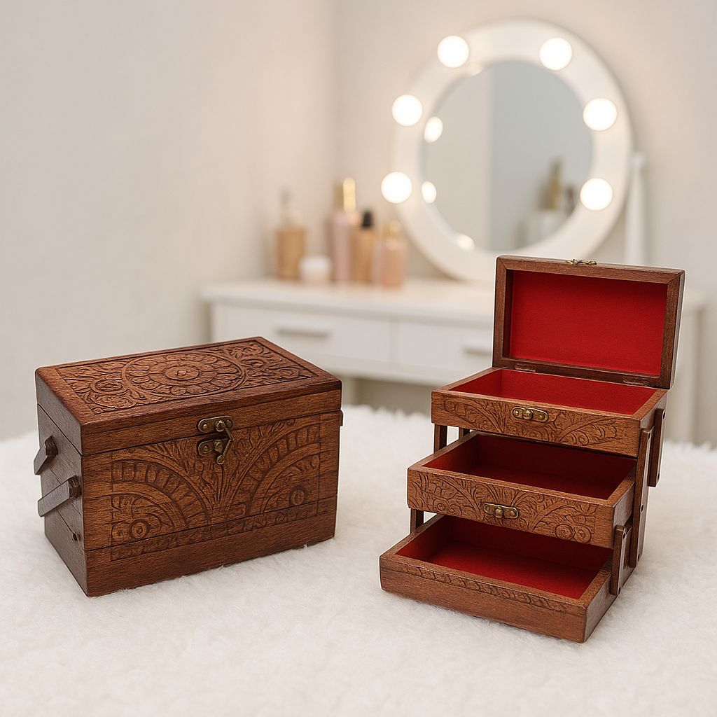 Special Deal Handcrafted Wooden Tissue Box and Jewelry Organizer