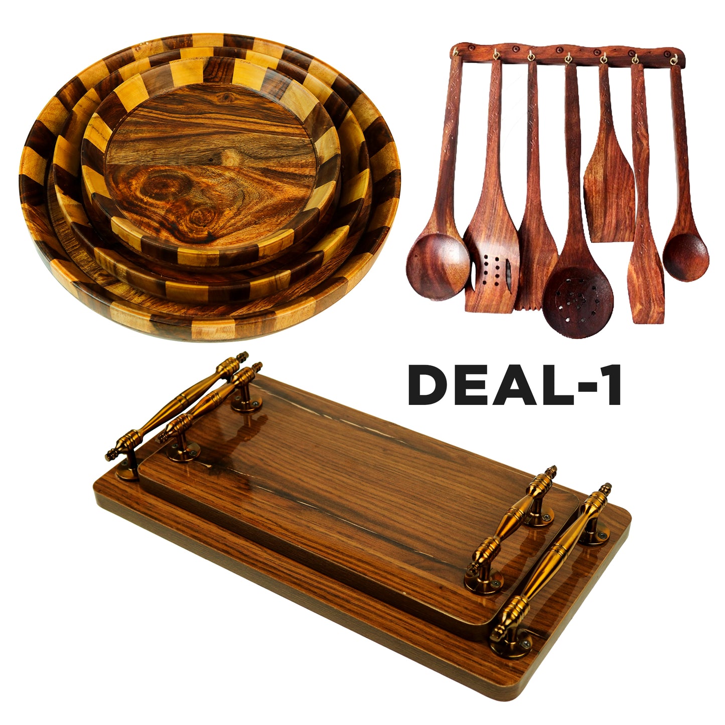 Premium Handcrafted Pure Wood Kitchen Items Deal-1 and Deal-2
