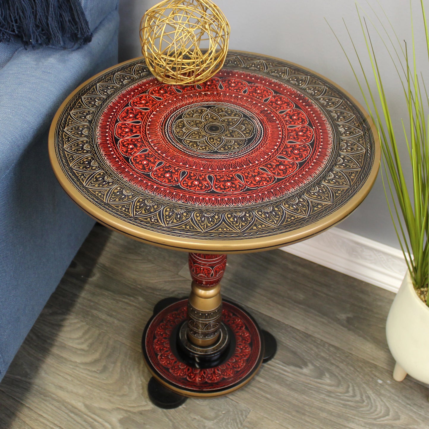 Naqashi Art Round Coffee Table + Handmade Painting | Discount Deal