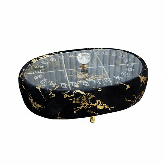 Turkish Velvet Dry Fruit Basket with Acrylic Top Lid