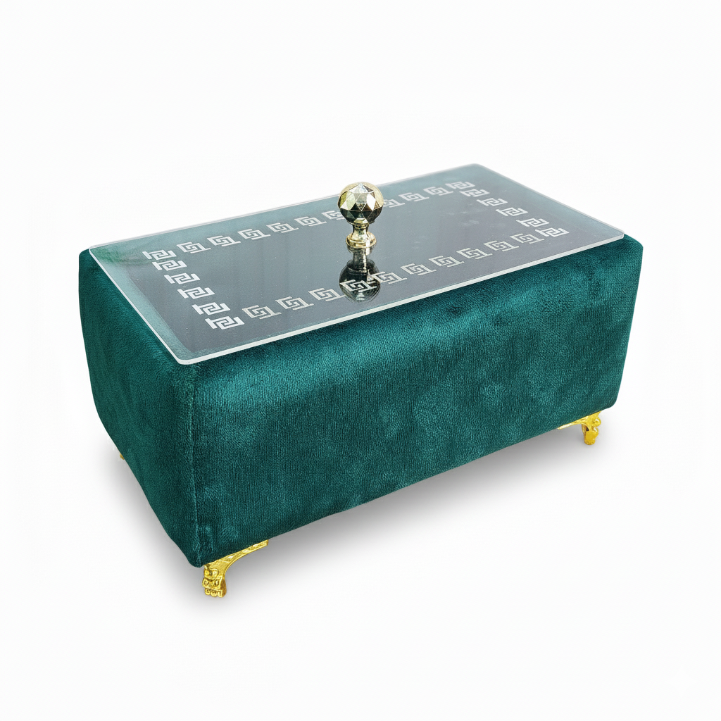 Turkish Velvet Bread Box with Acrylic Top Lid