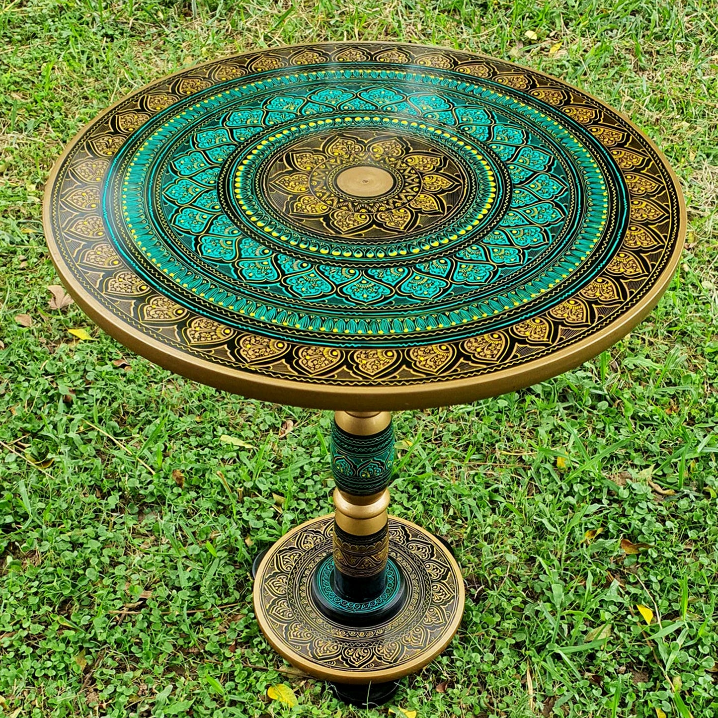 Naqashi Art Round Coffee Table + Handmade Painting | Discount Deal