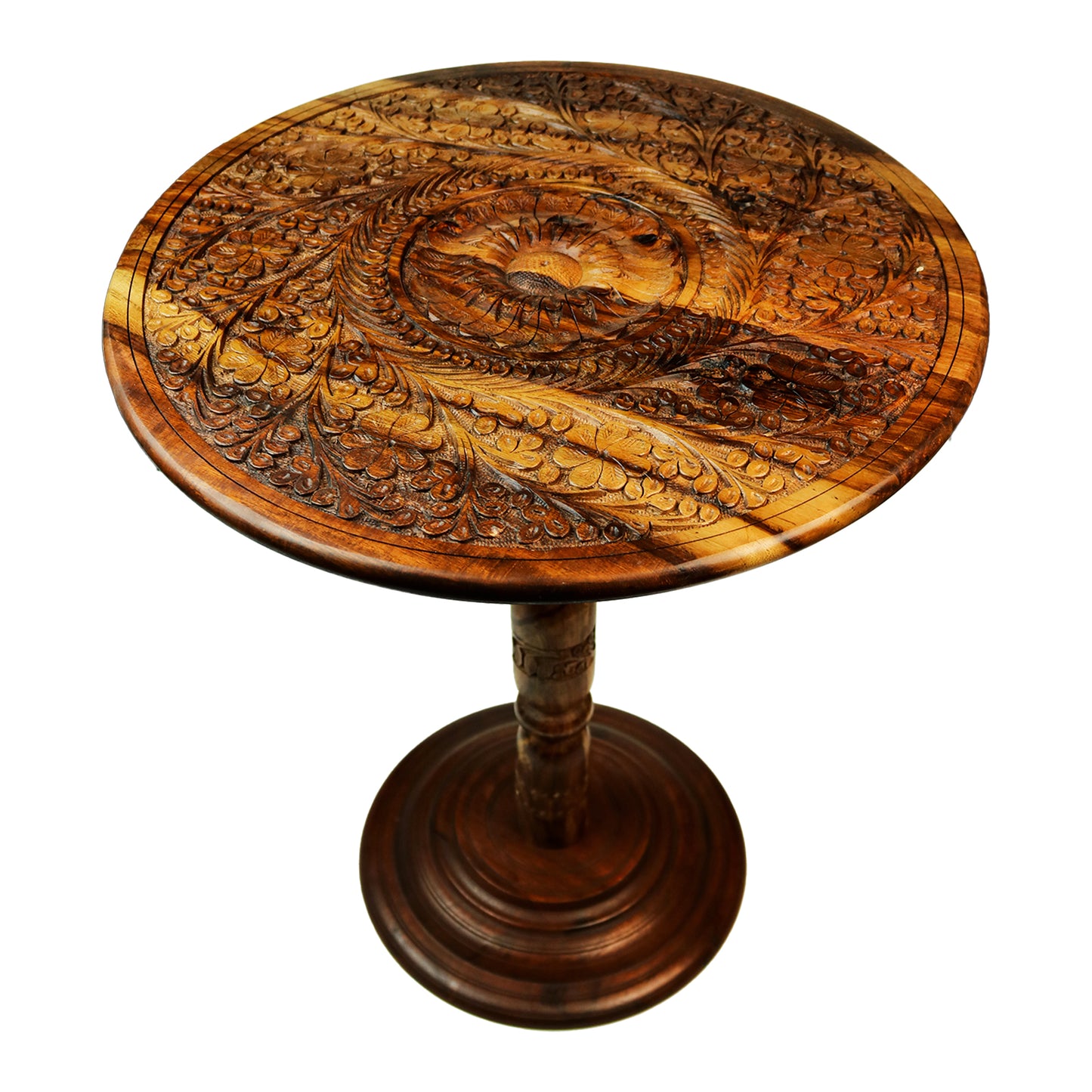 Naqashi Art Hand Painted Wood MDF Round Coffee Table 16" & 18" Diameter