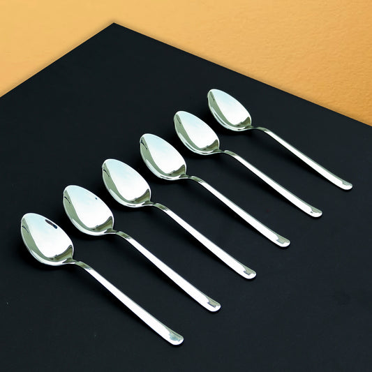 Premium Dessert Spoon Set for 6, 8 & 12 Person Serving - Silver Color
