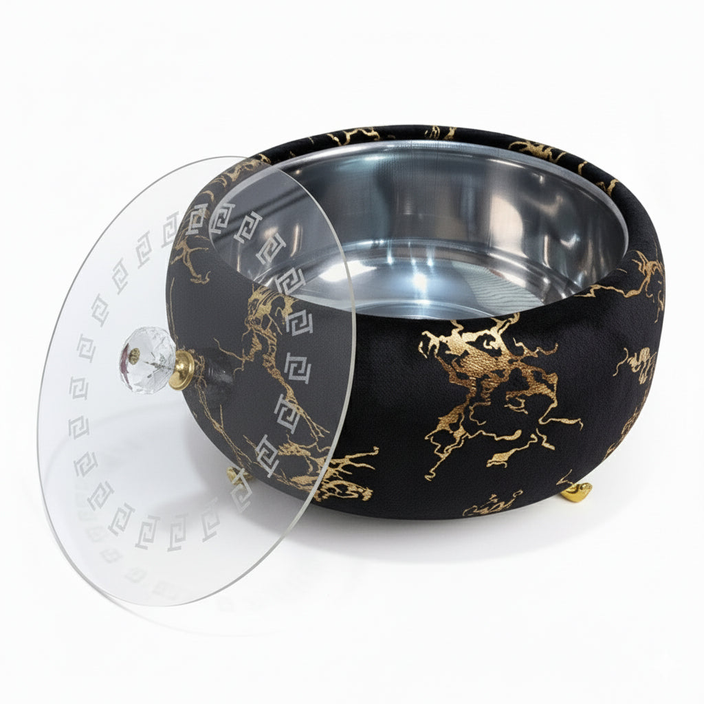 Inside Steel Bowl Turkish Velvet Hotpot with Acrylic Lid