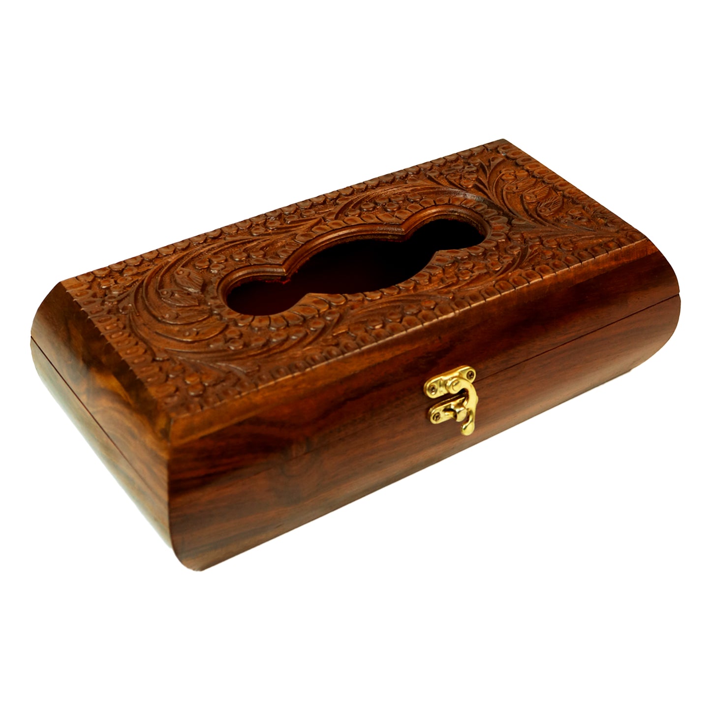 Handcrafted Wooden Tissue Boxes with Naqshi, Brass and Carving Work