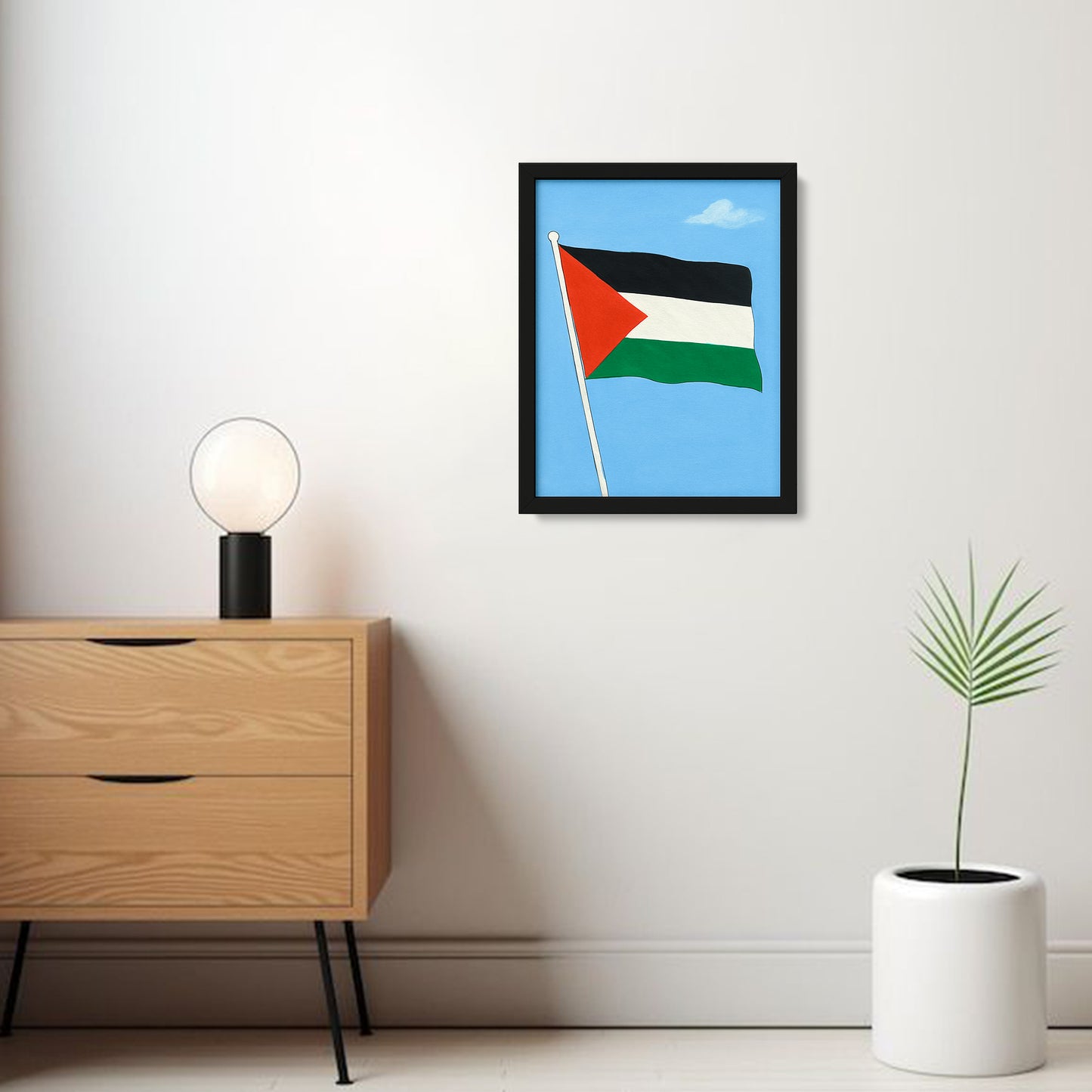 Hand Painted Palestine Flag Painting for Living Room