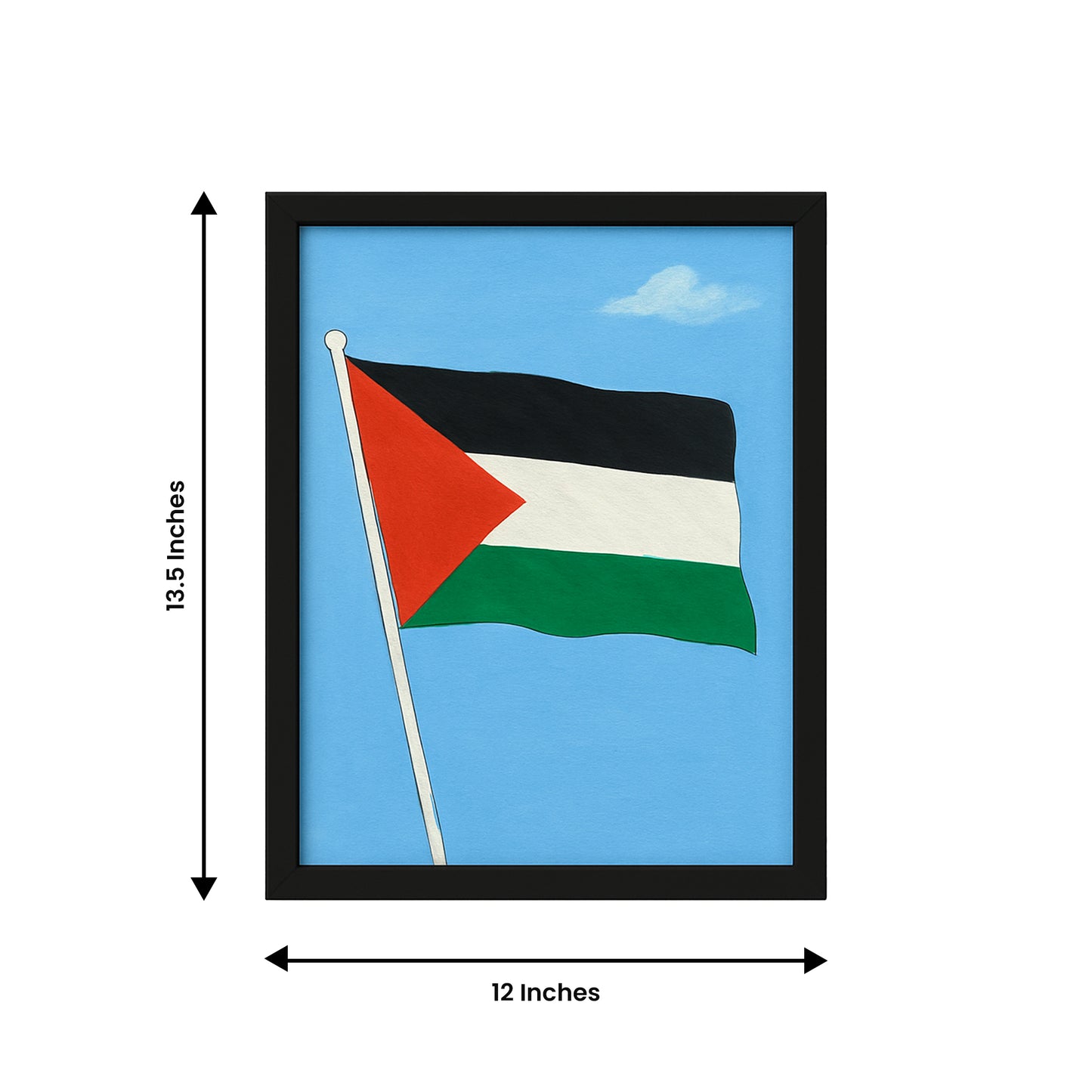 Hand Painted Palestine Flag Painting for Living Room