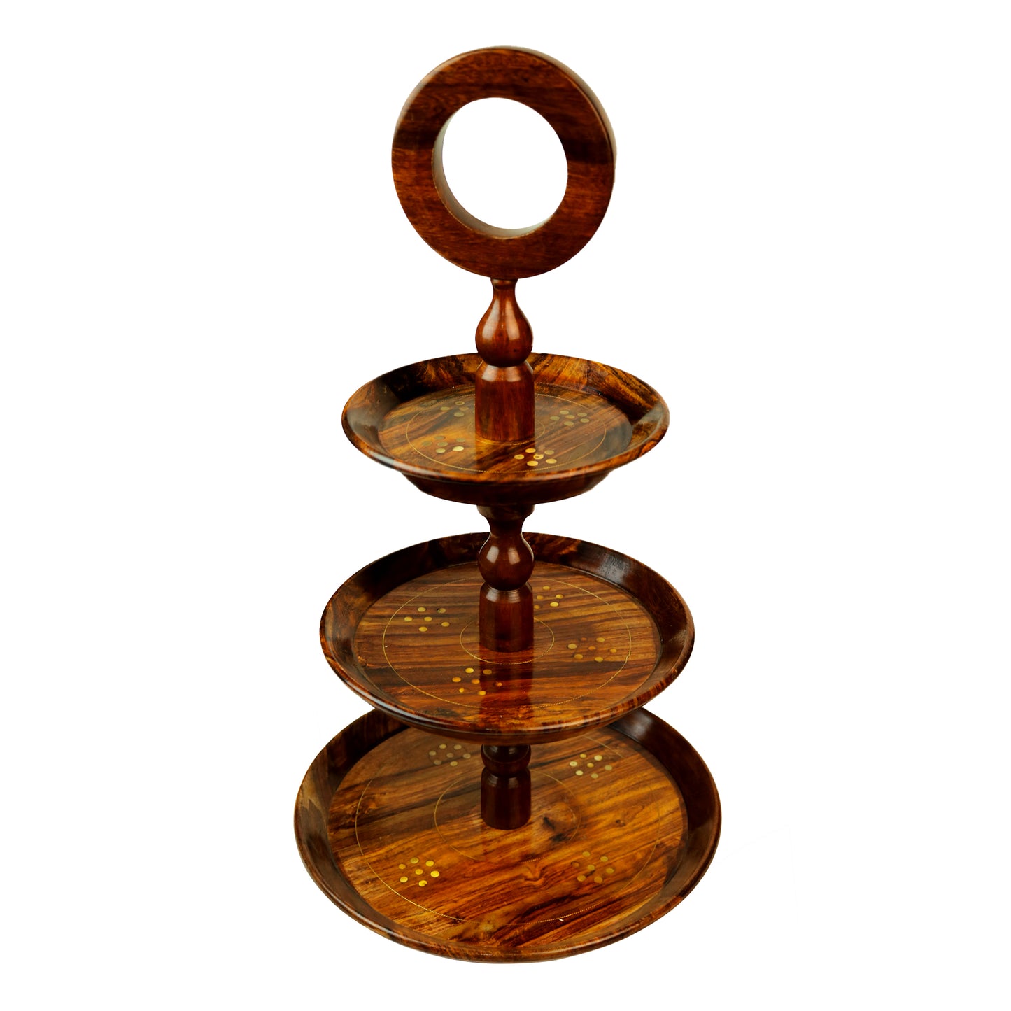 Handcrafted Sheesham Wood 3 Tiered Fruit Cupcake Stand