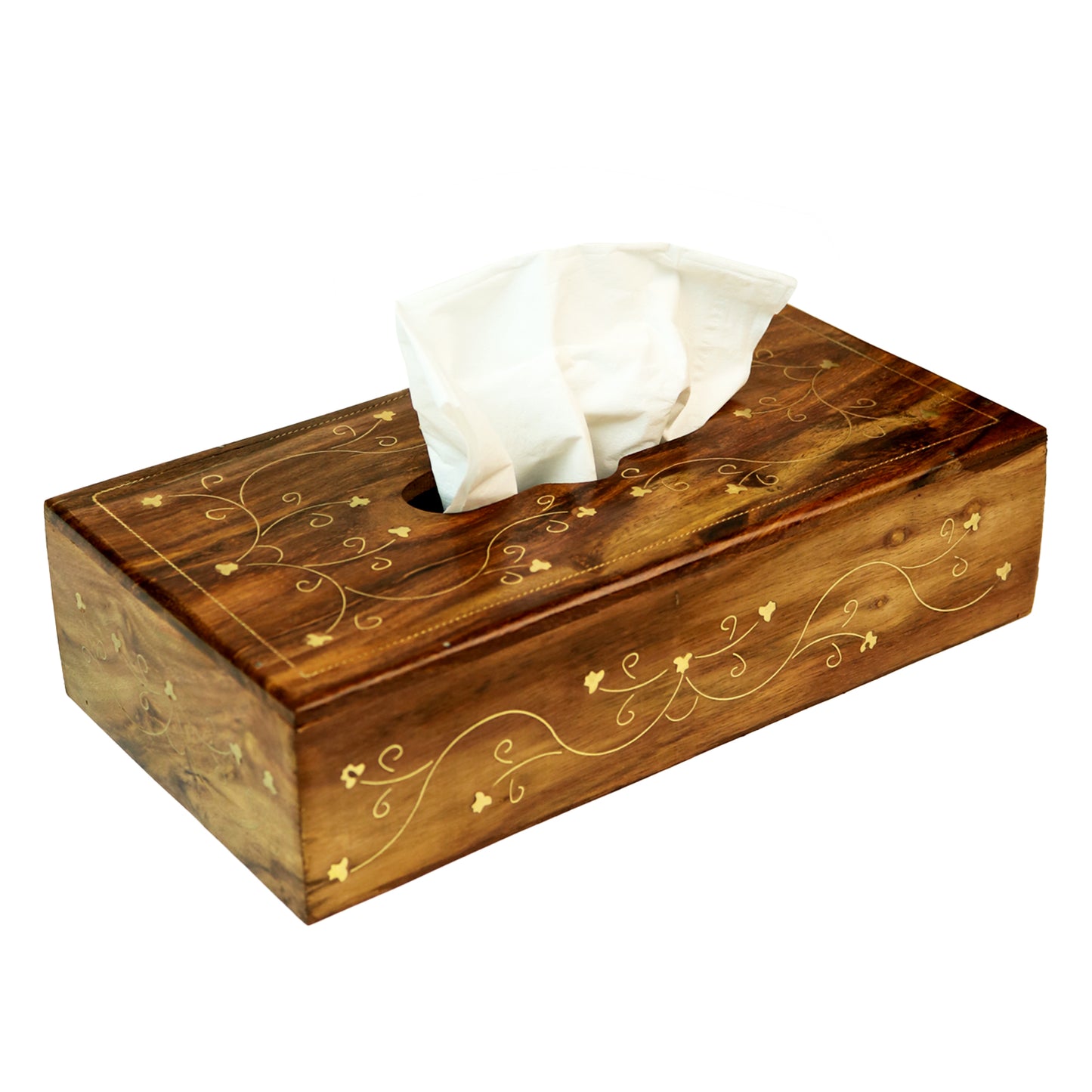 Handcrafted Wooden Tissue Boxes with Naqshi, Brass and Carving Work