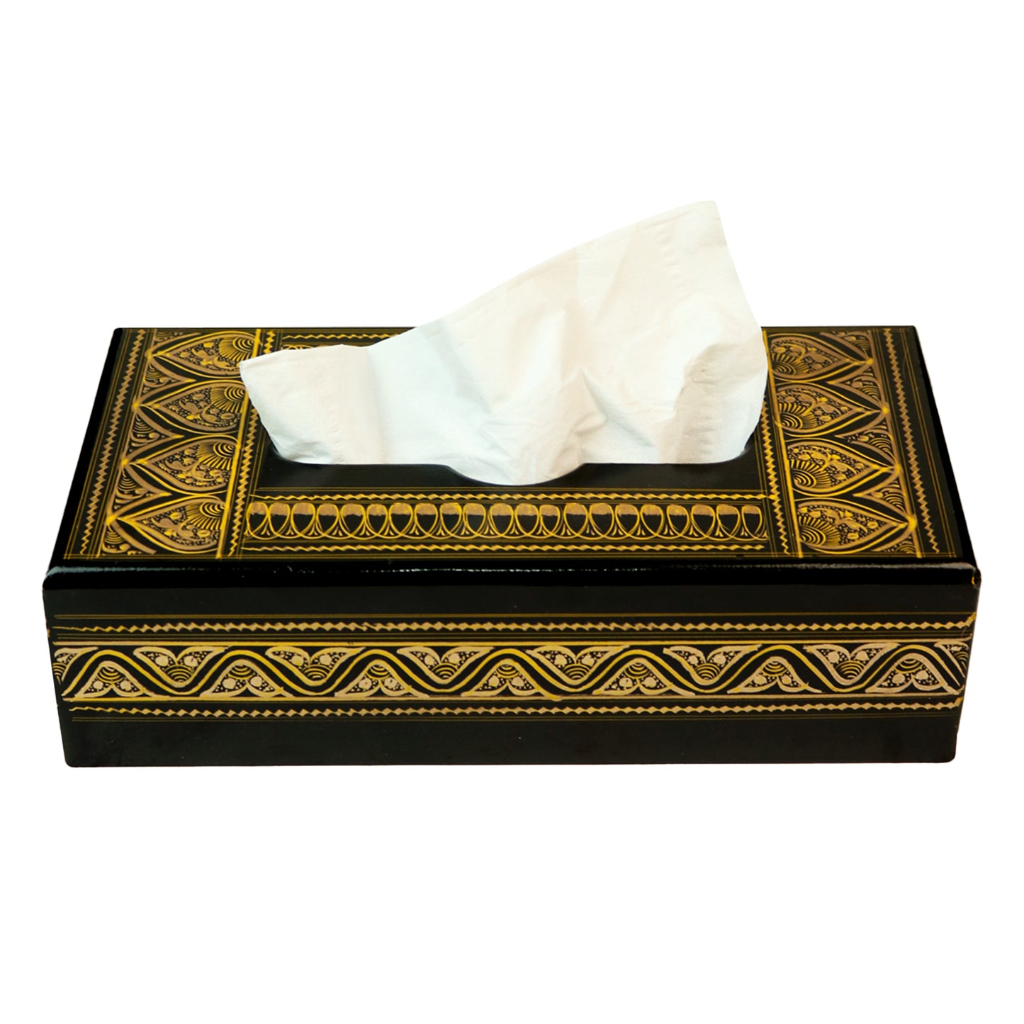 Handcrafted Wooden Tissue Boxes with Naqshi, Brass and Carving Work