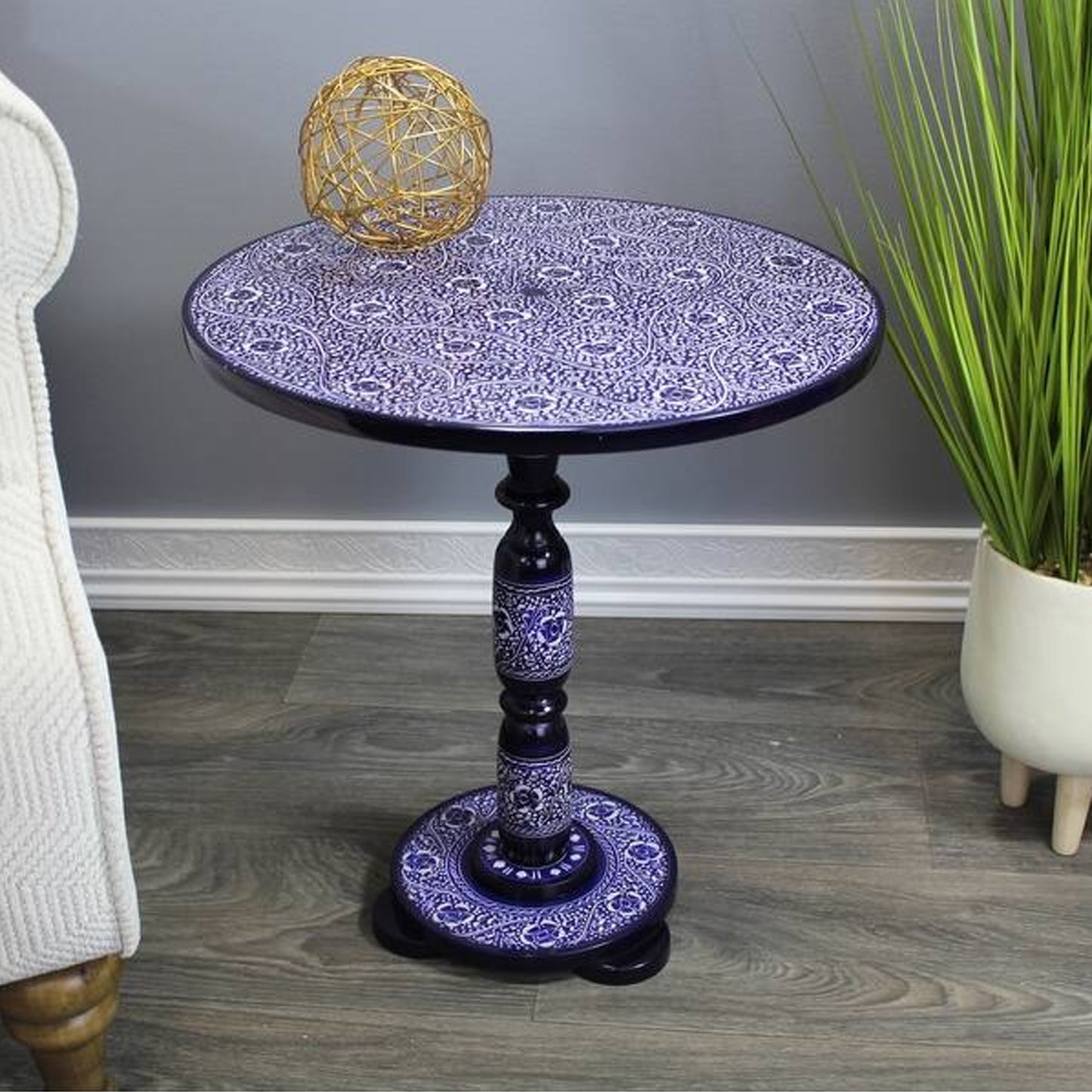Naqashi Art Round Coffee Table + Handmade Painting | Discount Deal