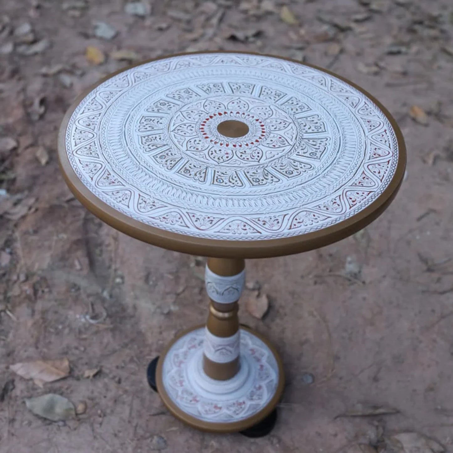 Naqashi Art Round Coffee Table + Handmade Painting | Discount Deal