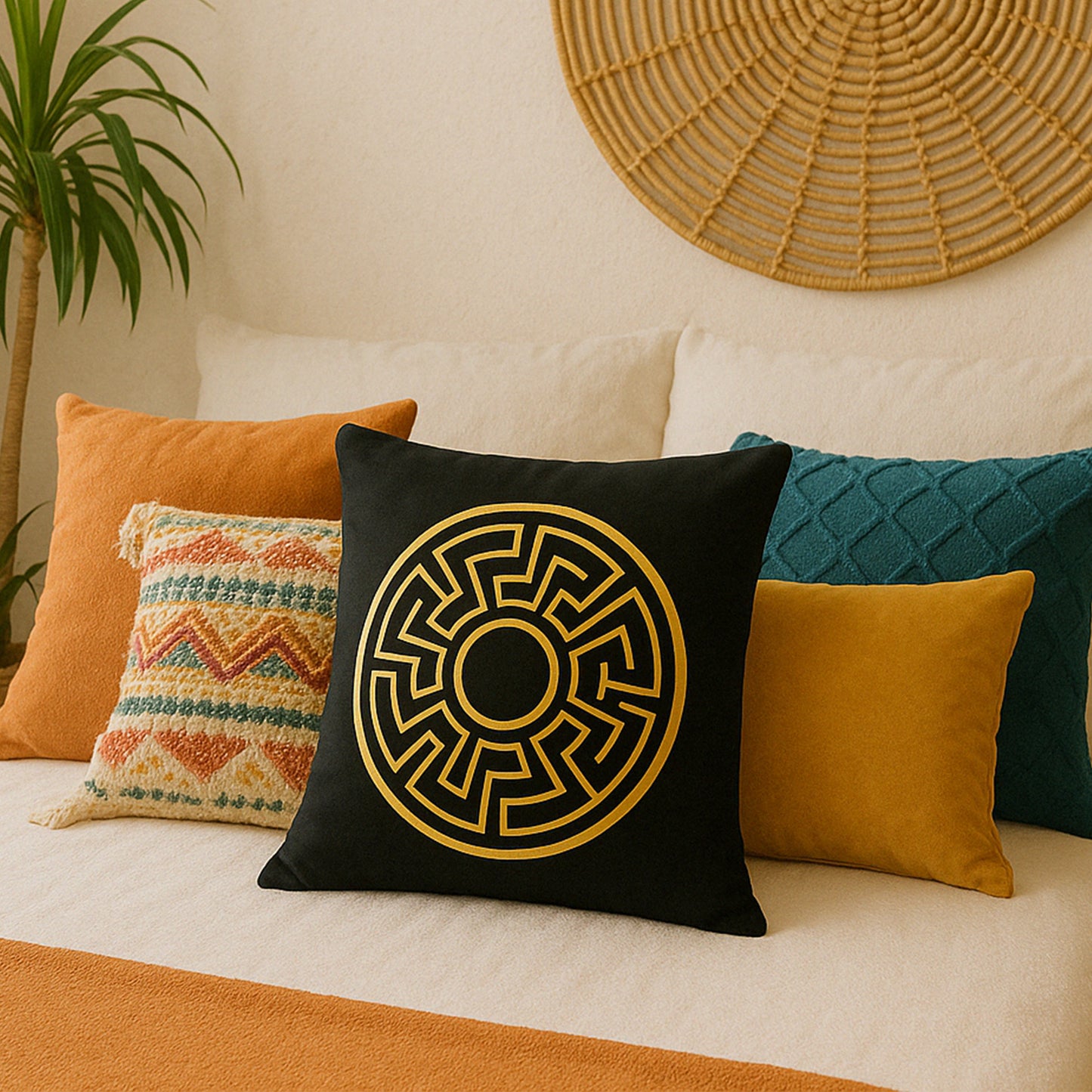 Fancy Foil Printed Velvet Cushion Cover 16x16 Inches Size