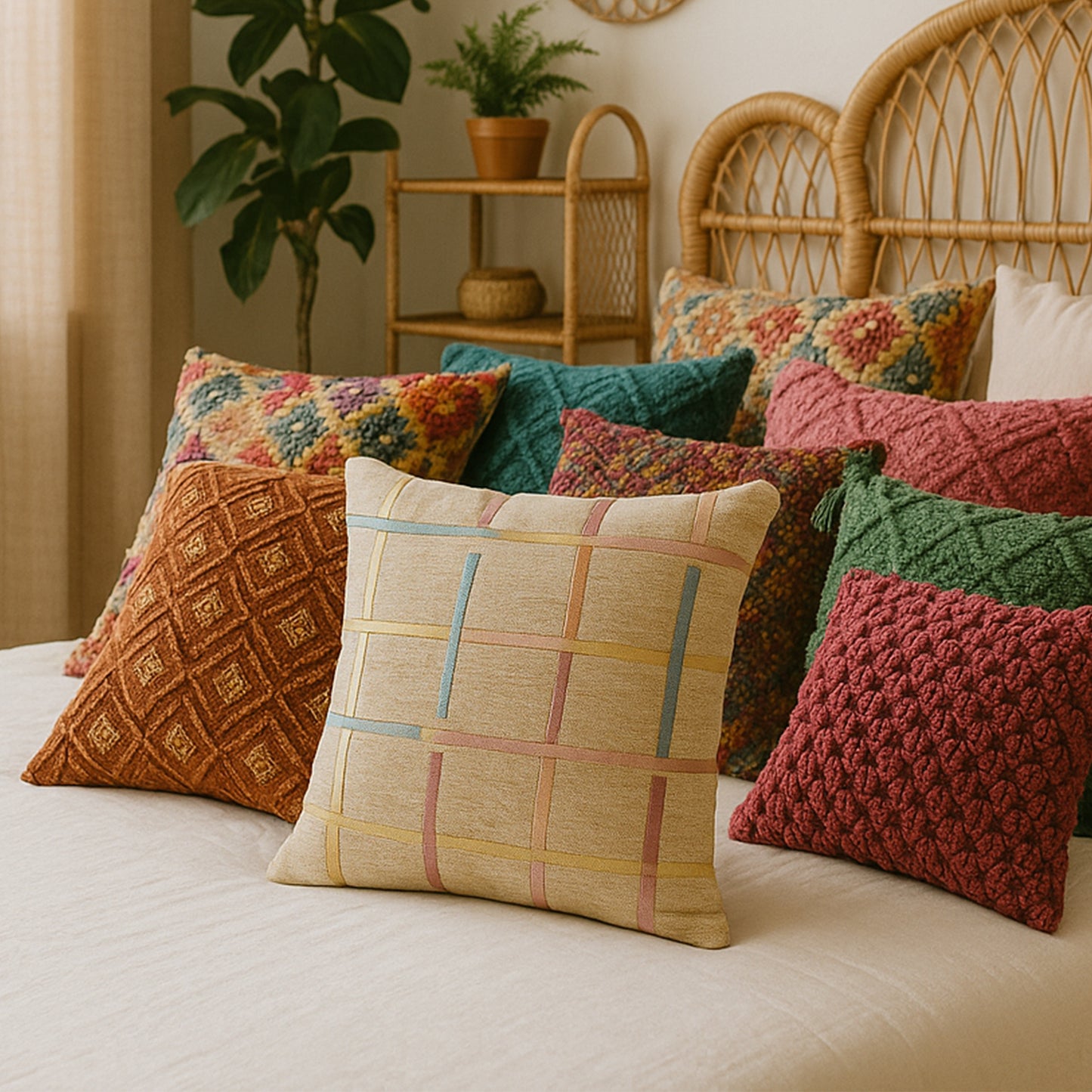 Fancy Foil Printed Velvet Cushion Cover 16x16 Inches Size