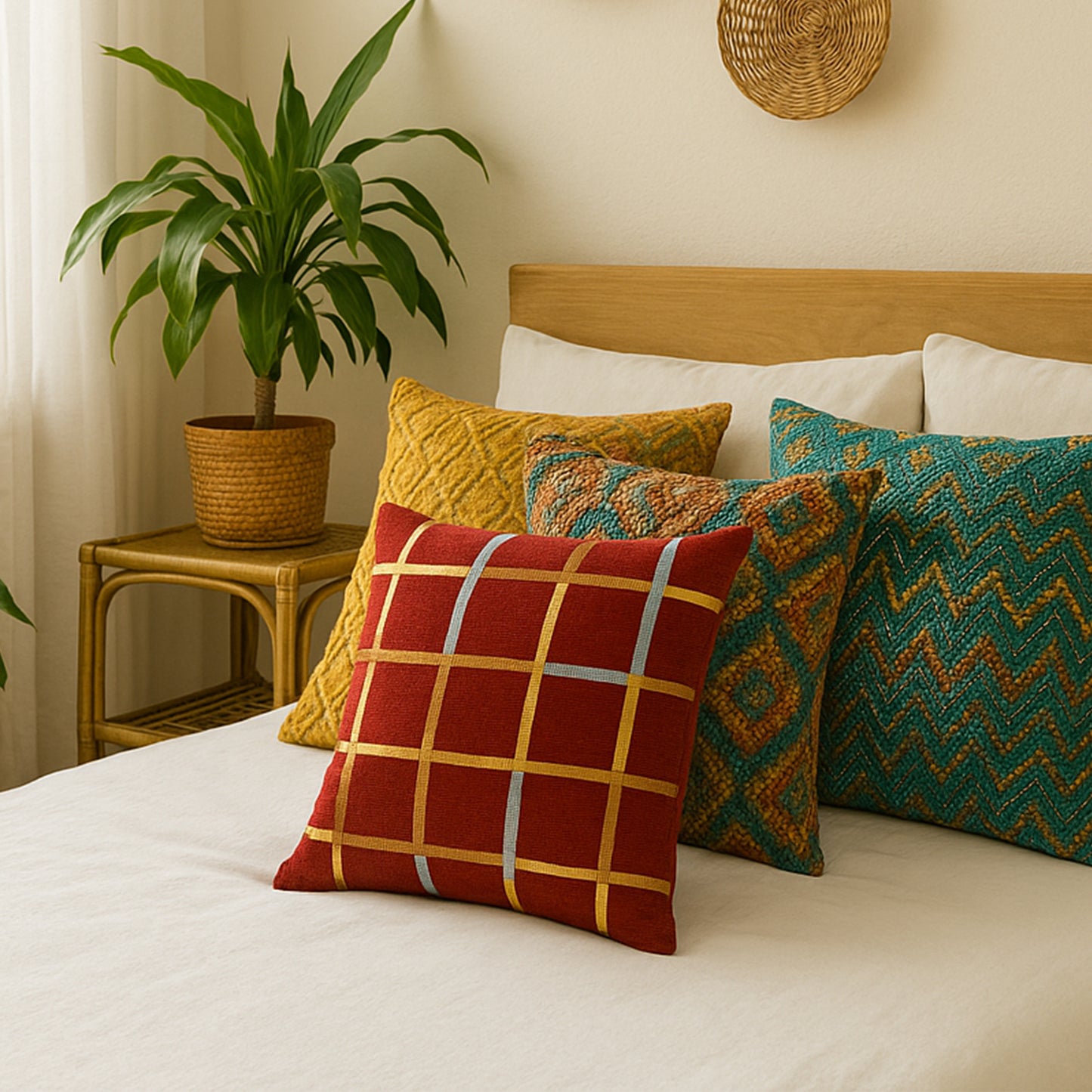 Fancy Foil Printed Velvet Cushion Cover 16x16 Inches Size