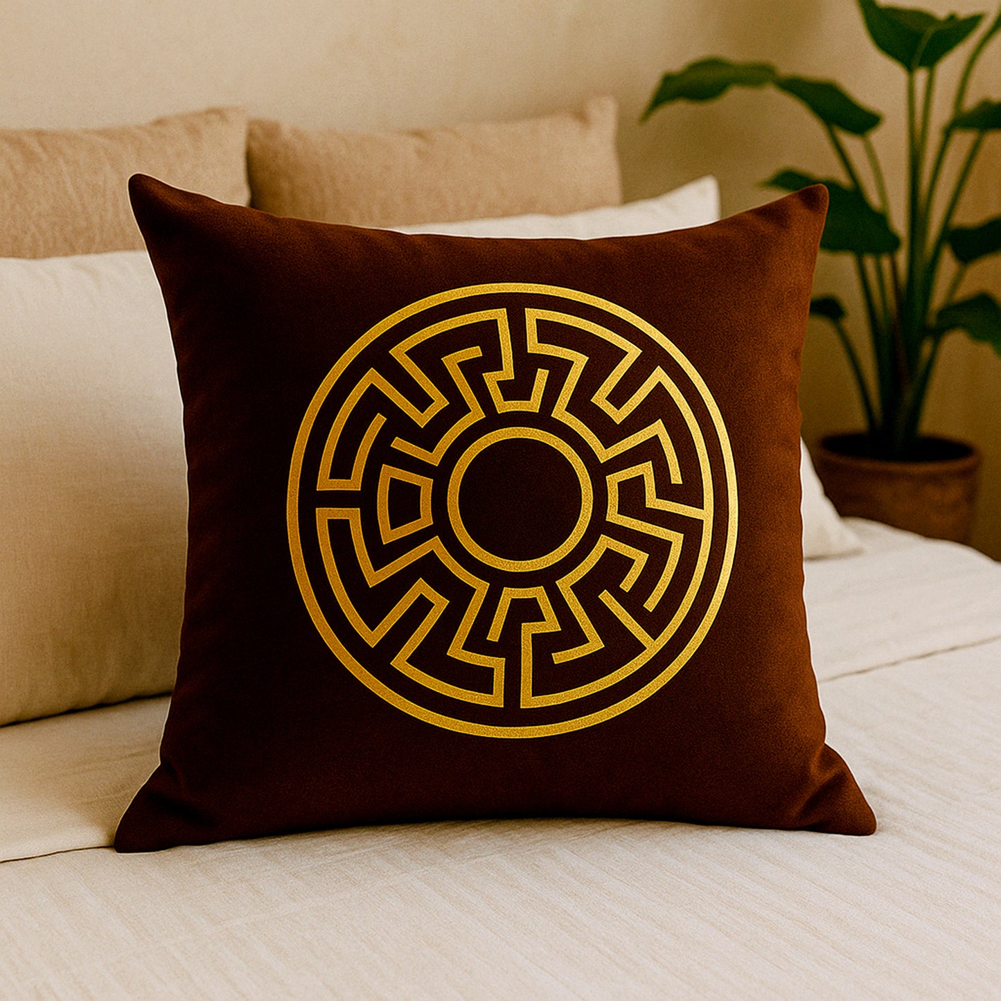 Fancy Foil Printed Velvet Cushion Cover 16x16 Inches Size